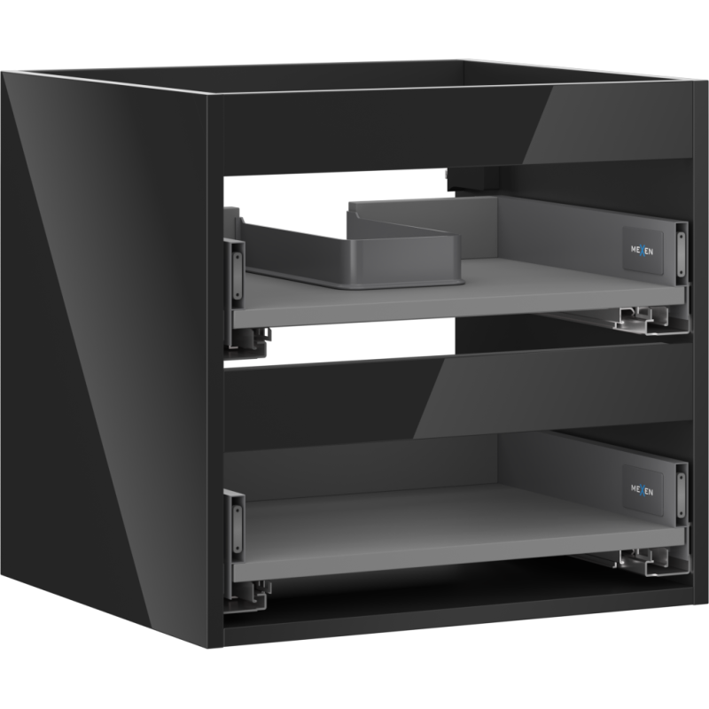 Mexen Box-A cadru dulap pentru lavoar 50 cm, 2 sertare, negru lucios - 91AX0-0500-470-2-70