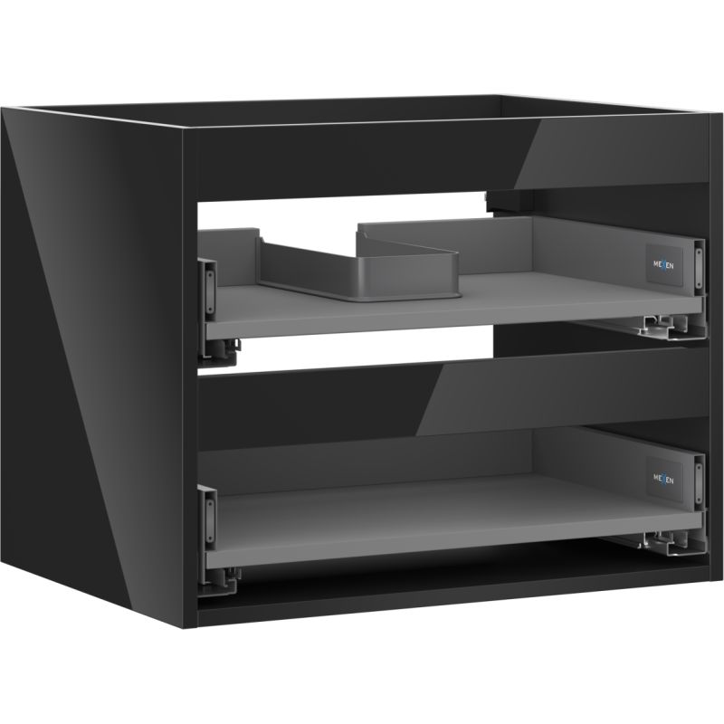 Mexen Box-A corp dulap pentru chiuvetă 60 cm, 2 sertare, negru lucios - 91AX0-0600-470-2-70