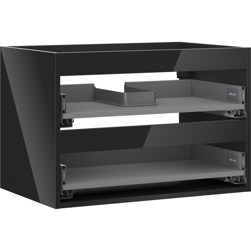 Mexen Box-A mosdószekrény korpus 70 cm, 2 fiók, fekete fényes - 91AX0-0700-470-2-70