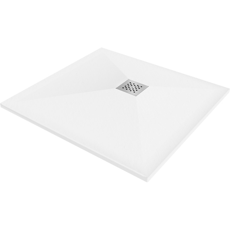 Mexen Stone+ kompozit négyzet alakú zuhanytálca 80 x 80 cm, fehér - 44108080