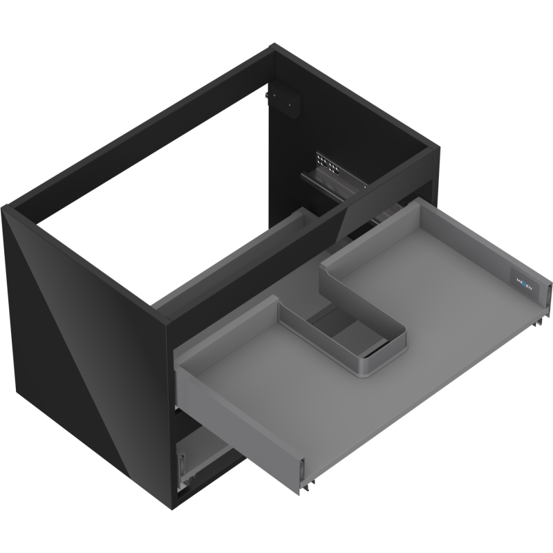 Mexen Box-A corp dulap sub chiuvetă 70 cm, 2 sertare, negru lucios - 91AX0-0700-470-2-70