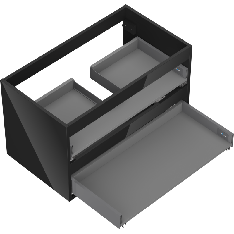 Mexen Box-A mosdószekrény korpus 80 cm, 2 fiók, fekete fény - 91AX0-0800-470-2-70