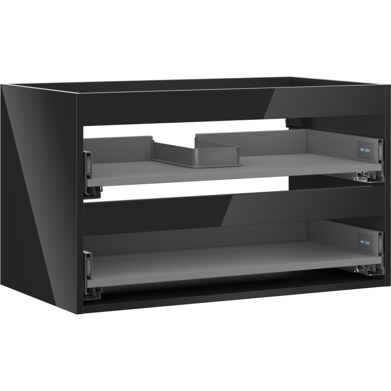 Mexen Box-A mosdószekrény korpus 80 cm, 2 fiók, fekete fény - 91AX0-0800-470-2-70