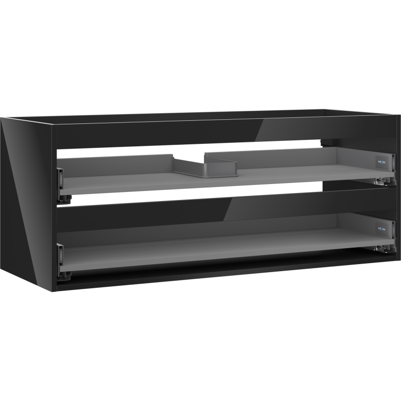 Mexen Box-A mosdószekrény korpus 120 cm, 2 fiók, fekete fényes - 91AX0-1200-470-2-70