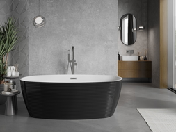 Mexen Lira cadă de sine stătătoare model 170 x 80 cm, albă/neagră, preaplin gun gray periat - 52831708075-66