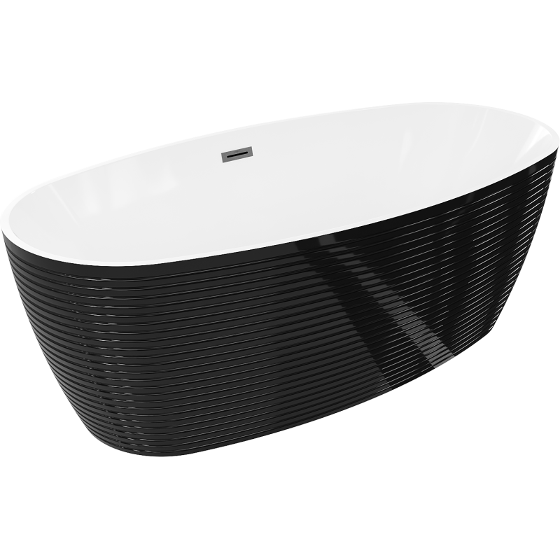 Mexen Lira cadă freestanding model 170 x 80 cm, alb/negru, preaplin gun gray periat - 52831708075-66