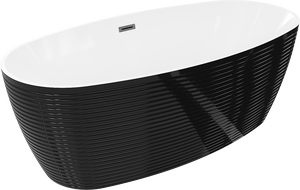 Mexen Lira szabadon álló kád minta 170 x 80 cm, fehér/fekete, gun gray kefélt túlfolyó - 52831708075-66