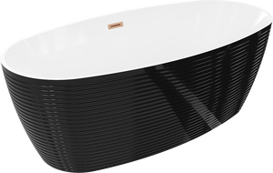 Mexen Lira szabadon álló kád minta 170 x 80 cm, fehér/fekete, rézkefés túlfolyós - 52831708075-65