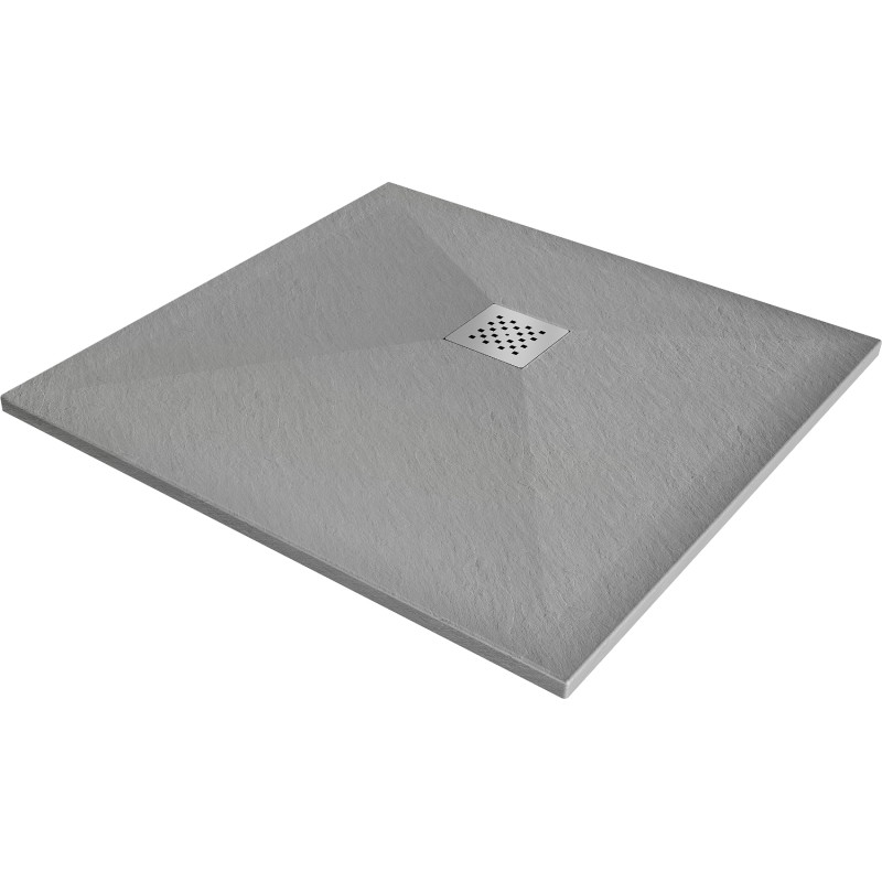 Mexen Stone+ 70 x 70 cm-es négyzet alakú kompozit zuhanytálca, szürke-beton - 44617070