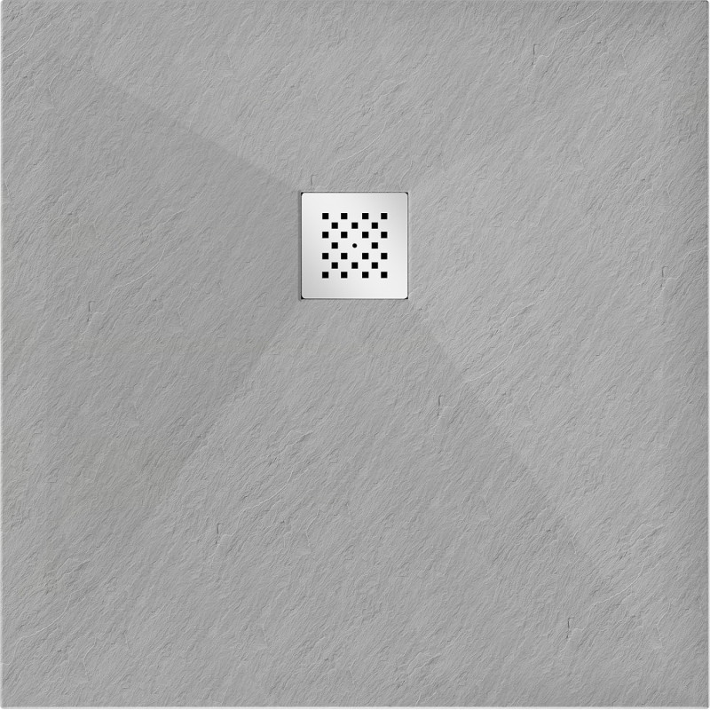 Mexen Stone+ 70 x 70 cm-es négyzet alakú kompozit zuhanytálca, szürke-beton - 44617070