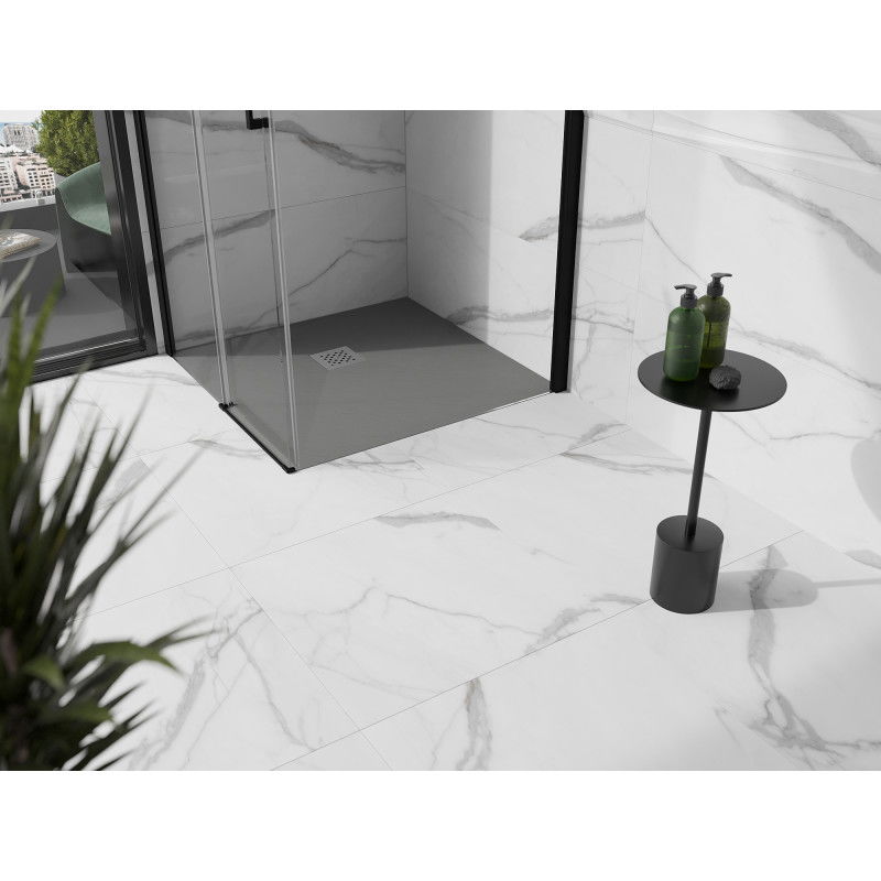 Mexen Stone+ kompozit négyzet alakú zuhanytálca 80 x 80 cm, szürke-beton - 44618080