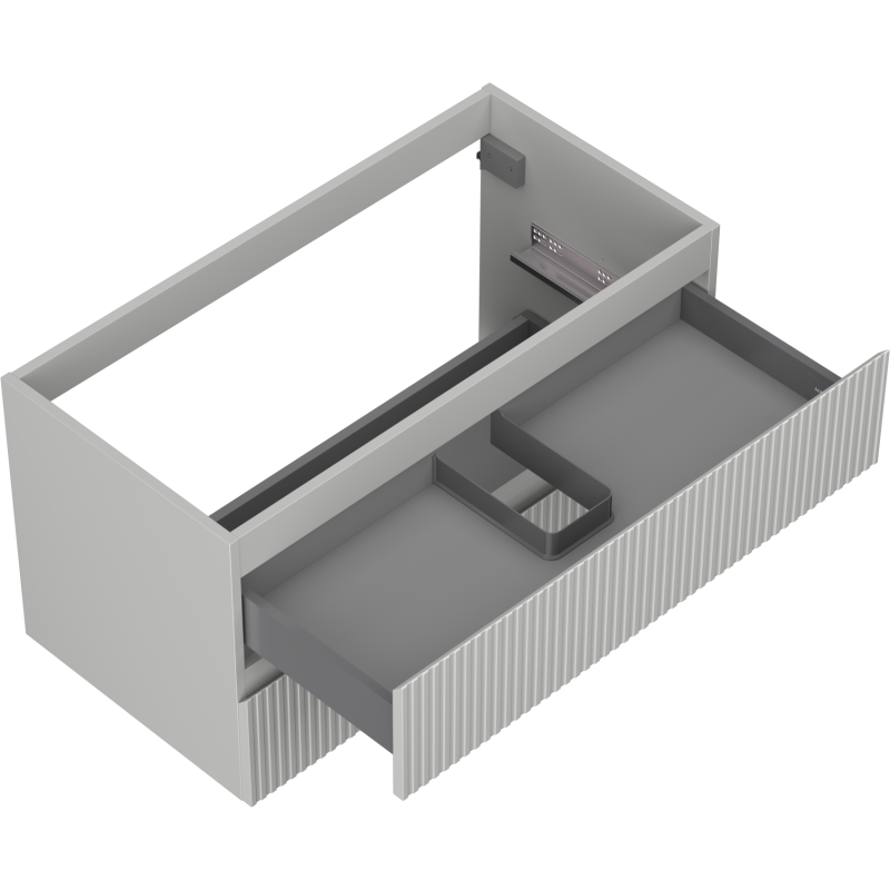 Mexen Rivel fürdőszobai mosdószekrény 90 cm, 2 fiókos, bordázott, szürke matt - 91A20-09047-2-BFF62
