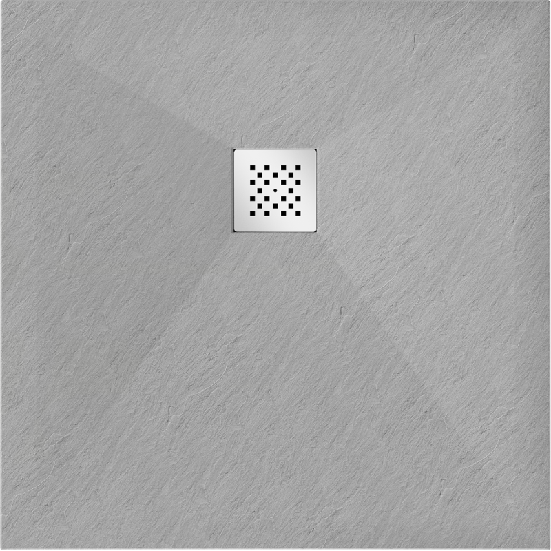 Mexen Stone+ kompozit négyszögletes zuhanytálca 80 x 80 cm, szürke-beton - 44618080