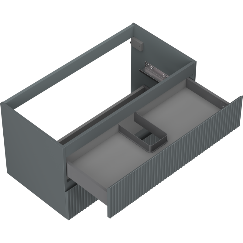 Mexen Rivel fürdőszobai szekrény mosdó alatti 90 cm, 2 fiók, bordázott, matt grafit - 91A20-09047-2-BFF66