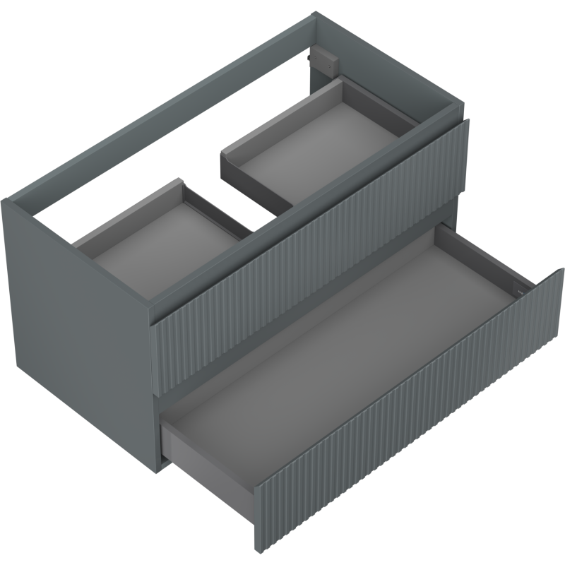 Mexen Rivel dulap de baie sub chiuvetă 90 cm, 2 sertare, canelat, grafit mat - 91A20-09047-2-BFF66