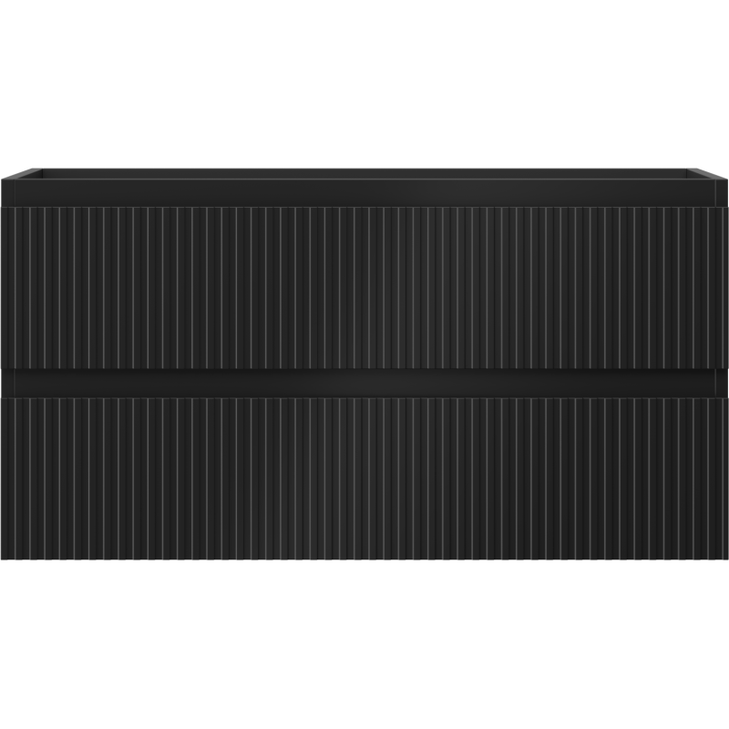 Mexen Rivel fürdőszobai szekrény mosdó alá 90 cm, 2 fiókos, bordázott, fekete matt - 91A20-09047-2-BFF71