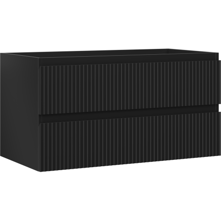 Mexen Rivel dulap baie sub lavoar 90 cm, 2 sertare, canelat, negru mat - 91A20-09047-2-BFF71