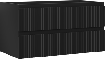 Mexen Rivel dulap baie sub lavoar 90 cm, 2 sertare, canelat, negru mat - 91A20-09047-2-BFF71