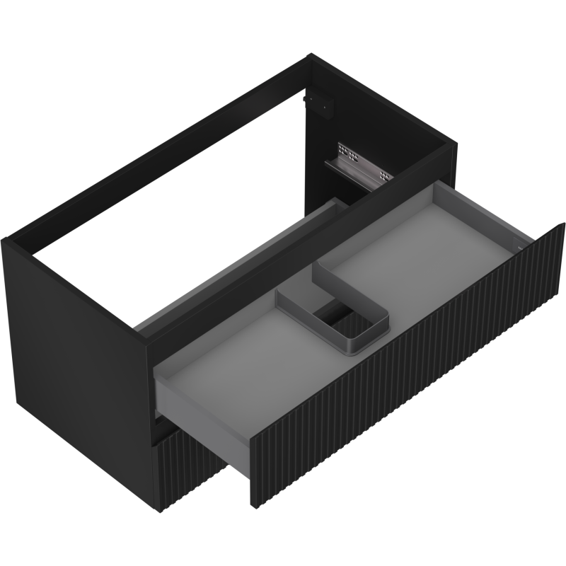 Mexen Rivel dulap de baie sub lavoar 90 cm, 2 sertare, canelat, negru mat - 91A20-09047-2-BFF71