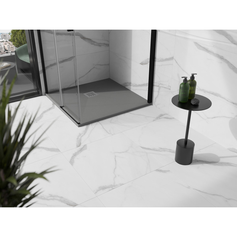 Mexen Stone+ 90 x 90 cm-es négyzet alakú kompozit zuhanytálca, szürke-beton - 44619090