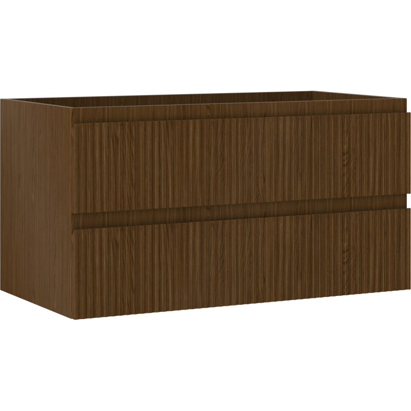 Mexen Rivel dulap baie sub lavoar 90 cm, 2 sertare, canelat, nuc - 91A20-09047-2-BFF86