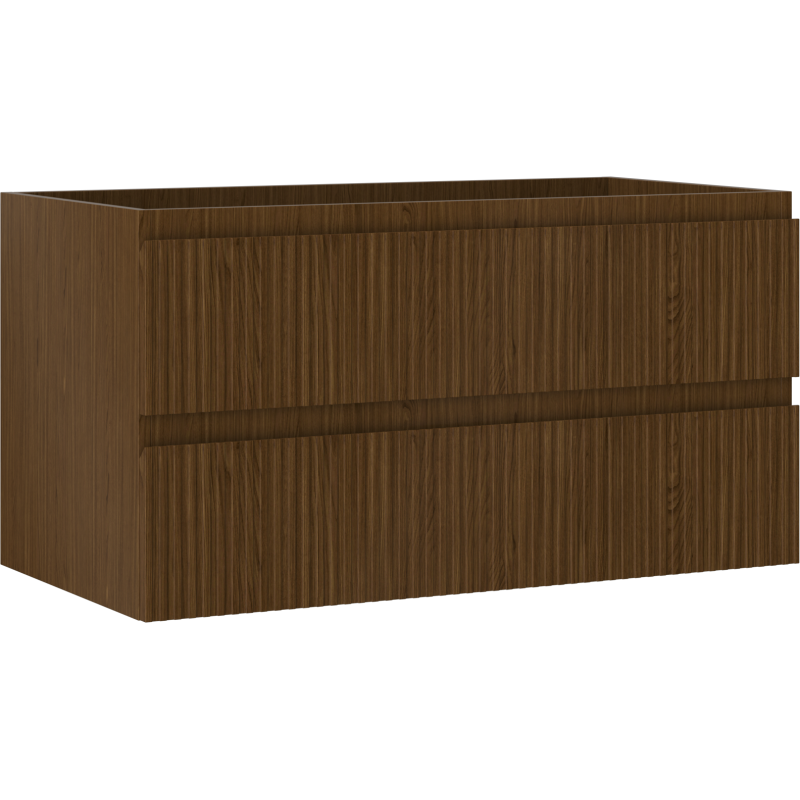 Mexen Rivel fürdőszobai szekrény mosdókagyló alá 90 cm, 2 fiókos, bordázott, dió - 91A20-09047-2-BFF86