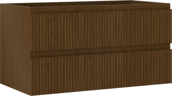 Mexen Rivel dulap baie sub lavoar 90 cm, 2 sertare, canelat, nuc - 91A20-09047-2-BFF86