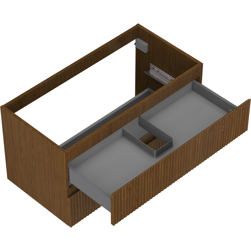 Mexen Rivel dulap baie sub lavoar 90 cm, 2 sertare, canelat, nuc - 91A20-09047-2-BFF86