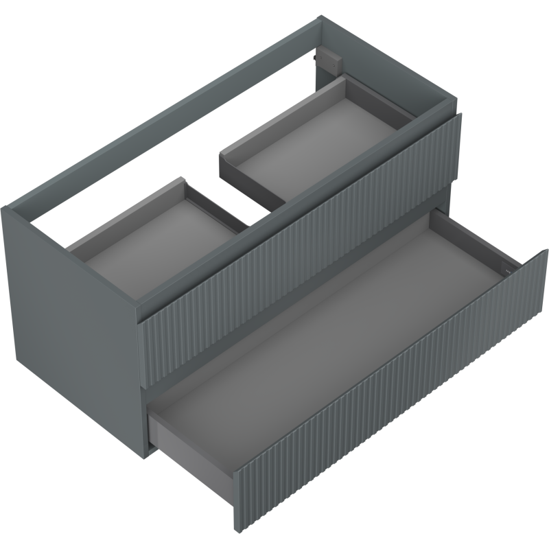 Mexen Rivel 100 cm-es fürdőszobai mosdószekrény, 2 fiókos, bordázott, grafit matt - 91A20-10047-2-BFF66