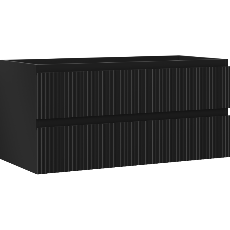 Mexen Rivel dulap baie sub lavoar 100 cm, 2 sertare, canelat, negru mat - 91A20-10047-2-BFF71