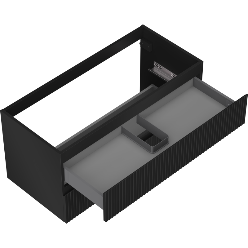 Mexen Rivel dulap baie sub lavoar 100 cm, 2 sertare, canelat, negru mat - 91A20-10047-2-BFF71