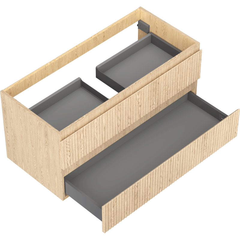 Mexen Rivel dulap baie sub lavoar 100 cm, 2 sertare, canelat, stejar - 91A20-10047-2-BFF81