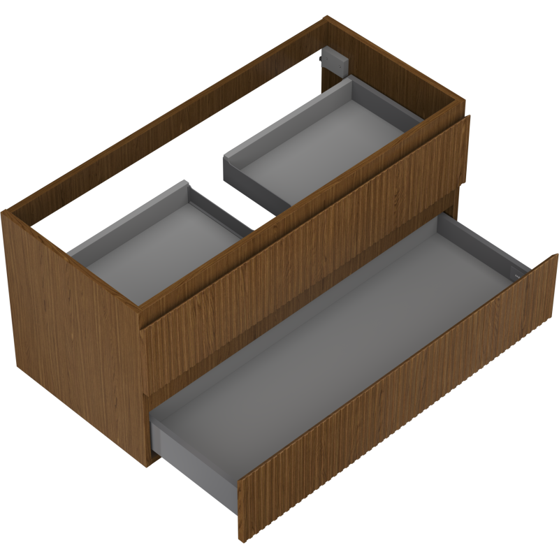 Mexen Rivel fürdőszobai mosdószekrény 100 cm, 2 fiók, barázdált, dió - 91A20-10047-2-BFF86