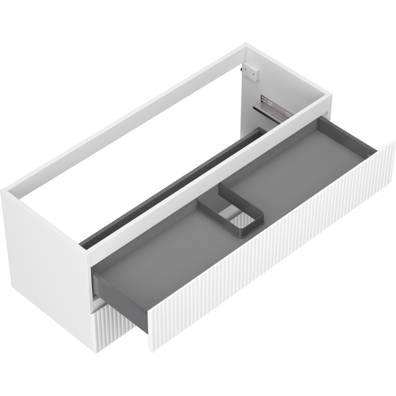 Mexen Rivel fürdőszobai szekrény mosdó alá 120 cm, 2 fiók, bordázott, fehér matt - 91A20-12047-2-BFF01