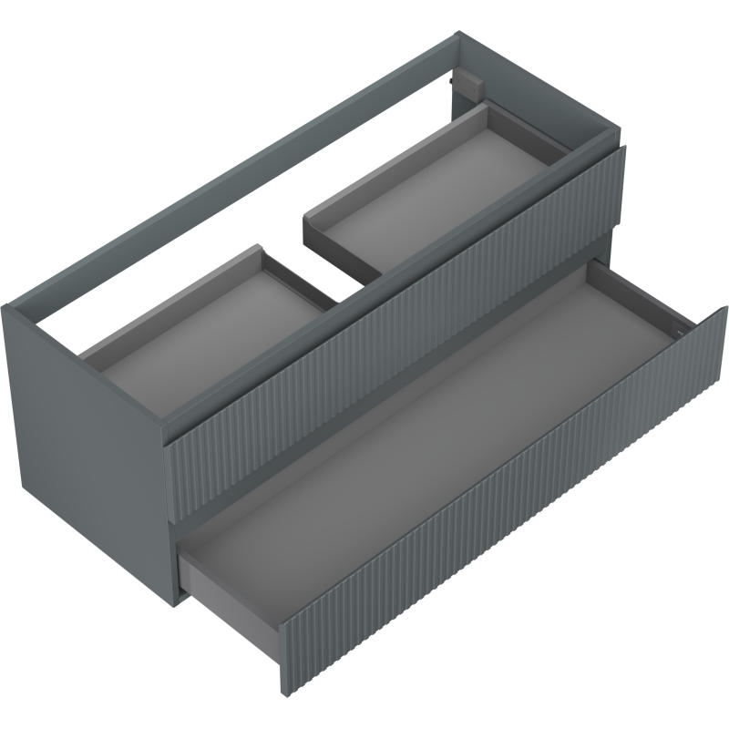 Mexen Rivel dulap baie sub lavoar 120 cm, 2 sertare, canelat, grafit mat - 91A20-12047-2-BFF66