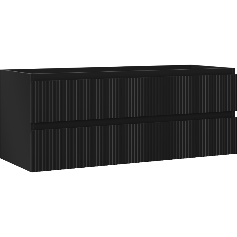 Mexen Rivel dulap baie pentru chiuvetă 120 cm, 2 sertare, canelat, negru mat - 91A20-12047-2-BFF71