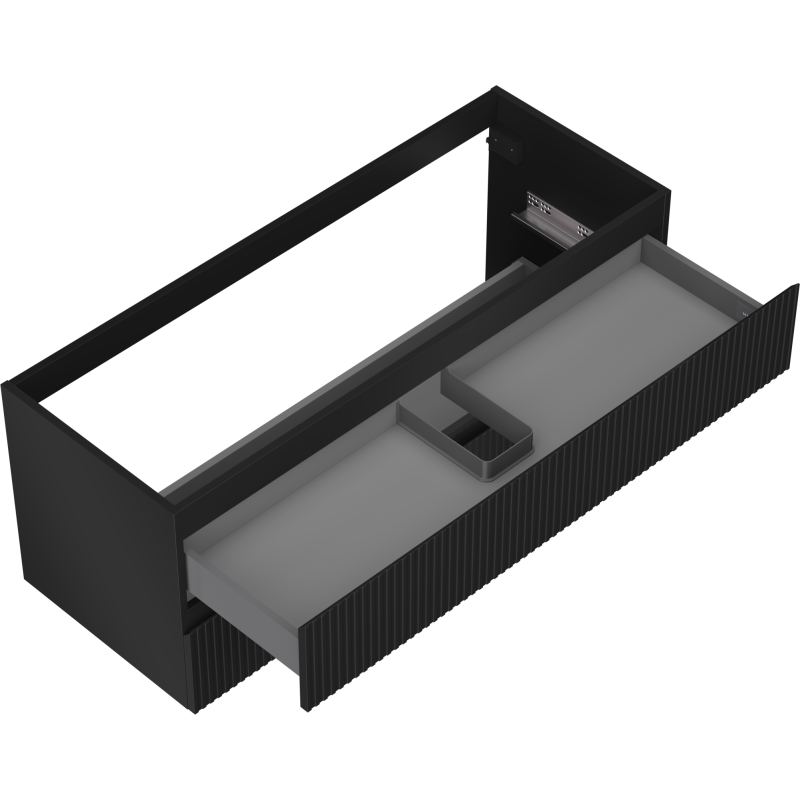 Mexen Rivel dulap baie pentru chiuvetă 120 cm, 2 sertare, canelat, negru mat - 91A20-12047-2-BFF71