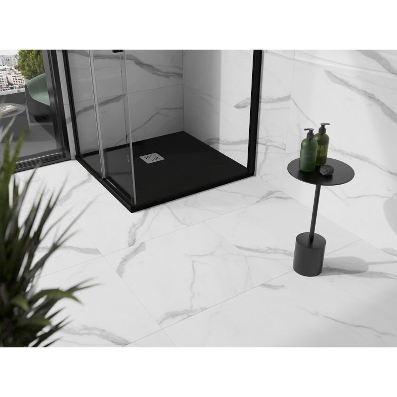 Mexen Stone+ 80 x 80 cm-es négyzet alakú kompozit zuhanytálca, fekete - 44708080