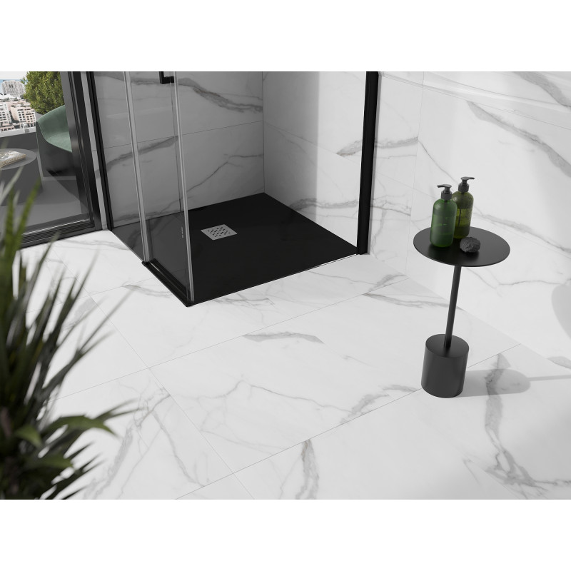 Mexen Stone+ 80 x 80 cm-es négyzet alakú kompozit zuhanytálca, fekete - 44708080