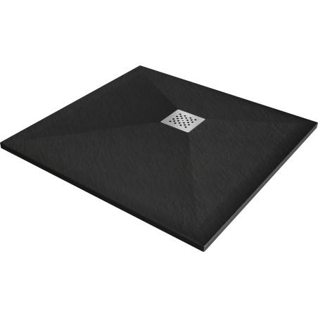 Mexen Stone+ 80 x 80 cm-es négyzet alakú kompozit zuhanytálca, fekete - 44708080