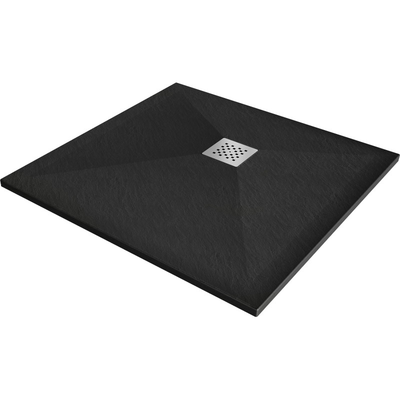 Mexen Stone+ kompozit négyzet alakú zuhanytálca, 100 x 100 cm, fekete - 44701010