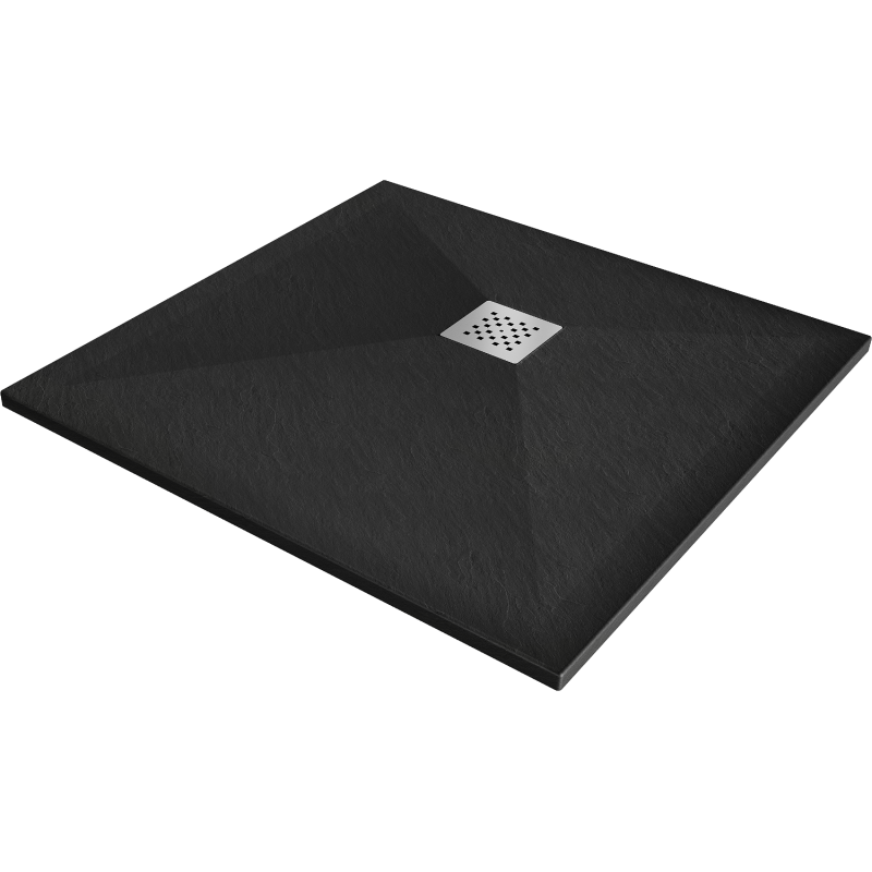 Mexen Stone+ négyzet kompozit zuhanytálca 100 x 100 cm, Fekete - 44701010
