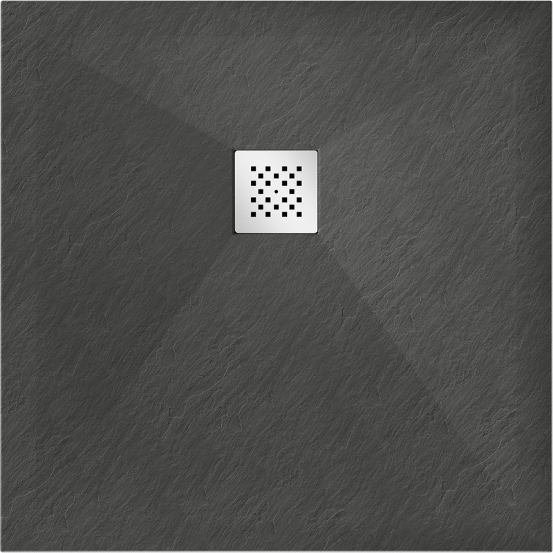 Mexen Stone+ kompozit négyzet alakú zuhanytálca 70 x 70 cm, antracit - 44717070