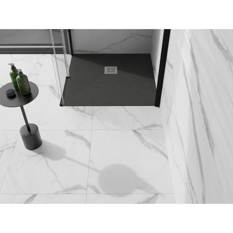 Mexen Stone+ 80 x 80 cm-es négyzet alakú kompozit zuhanytálca, antracit - 44718080