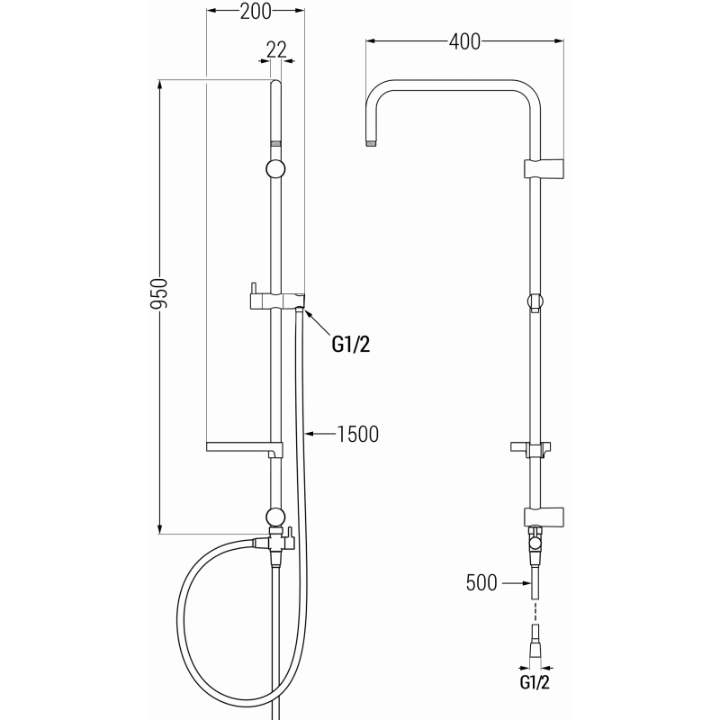 Mexen T coloană de duș, crom - 7939399-00