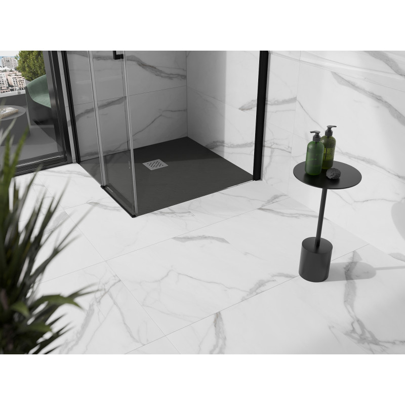 Mexen Stone+ 90 x 90 cm-es, antracit színű, négyzet alakú kompozit zuhanytálca - 44719090