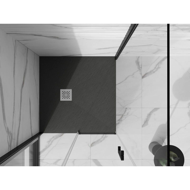 Mexen Stone+ 90 x 90 cm-es négyszögletes kompozit zuhanytálca, antracit - 44719090