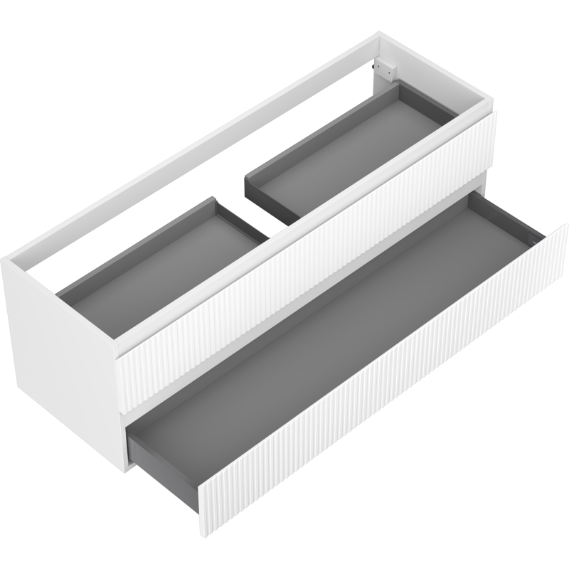 Mexen Rivel dulap baie pentru lavoar 140 cm, 2 sertare, striat, alb mat - 91A20-14047-2-BFF01