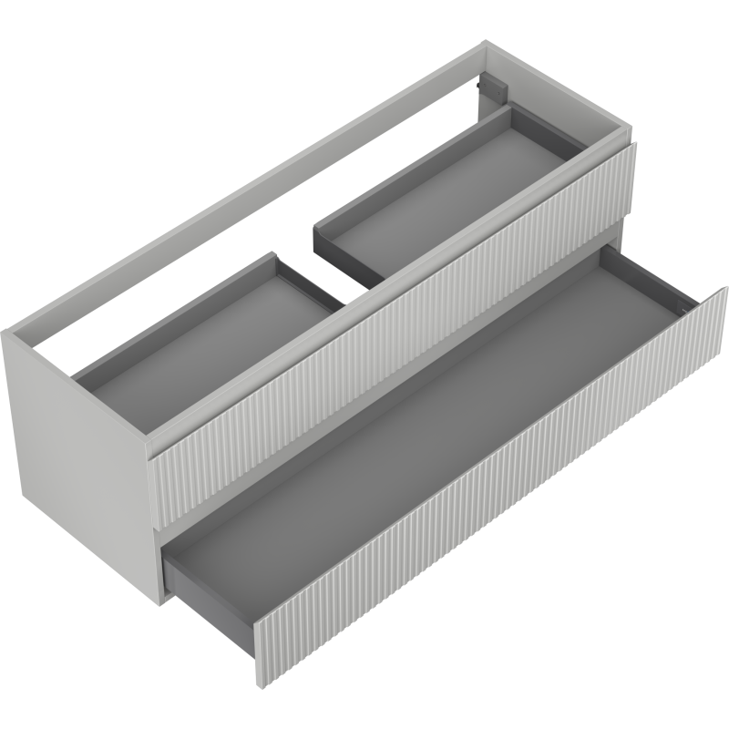 Mexen Rivel dulap de baie sub lavoar 140 cm, 2 sertare, canelat, gri mat - 91A20-14047-2-BFF62
