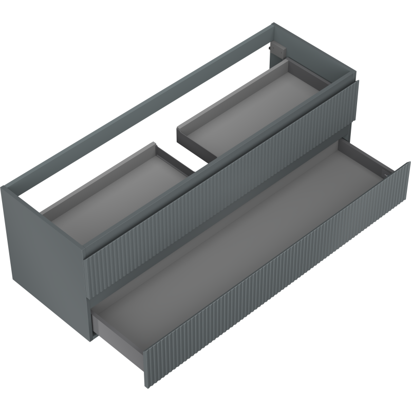 Mexen Rivel dulap pentru baie sub chiuvetă 140 cm, 2 sertare, canelat, grafit mat - 91A20-14047-2-BFF66